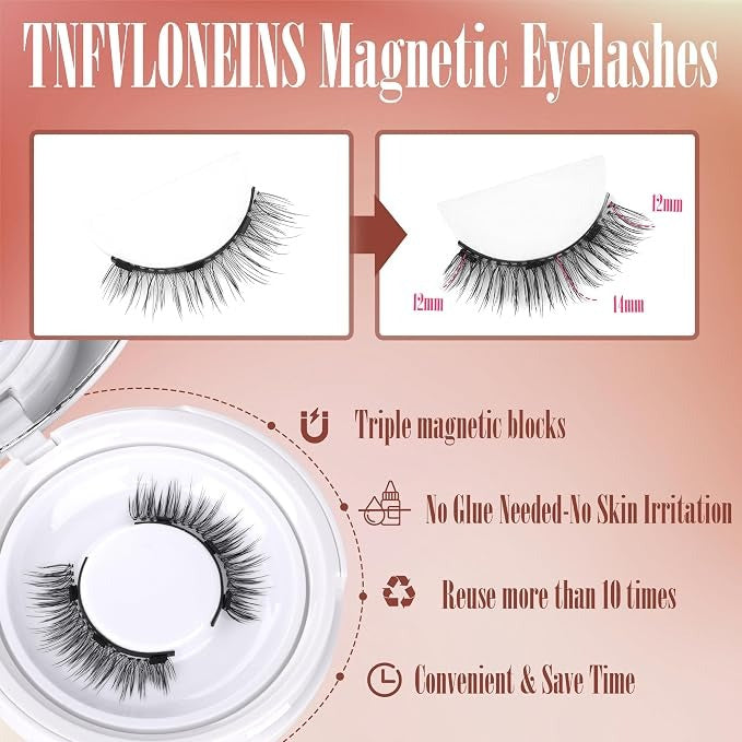 Magnetic Eyelashes Magnetic Lashes With Applicator No Glue Or Eyeliner Clear Band Lashes Wispy Magnetic Eyelashes Look Like Lash Extension Natural Lashes By TNFVLONEINS