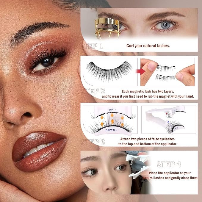 Magnetic Eyelashes Magnetic Lashes With Applicator No Glue Or Eyeliner Clear Band Lashes Wispy Magnetic Eyelashes Look Like Lash Extension Natural Lashes By TNFVLONEINS