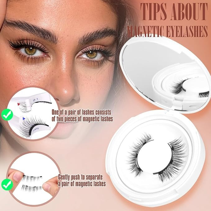 Magnetic Eyelashes Magnetic Lashes With Applicator No Glue Or Eyeliner Clear Band Lashes Wispy Magnetic Eyelashes Look Like Lash Extension Natural Lashes By TNFVLONEINS