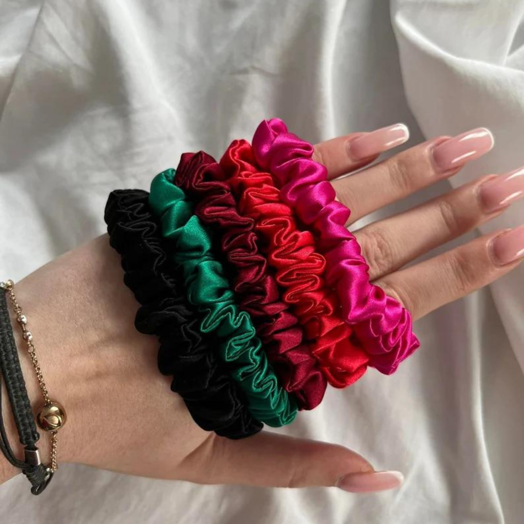 5PCS Satin Silk skinny scrunchies Hair Ties Girls Ponytail Holders Scrunchies Accessories for Woman